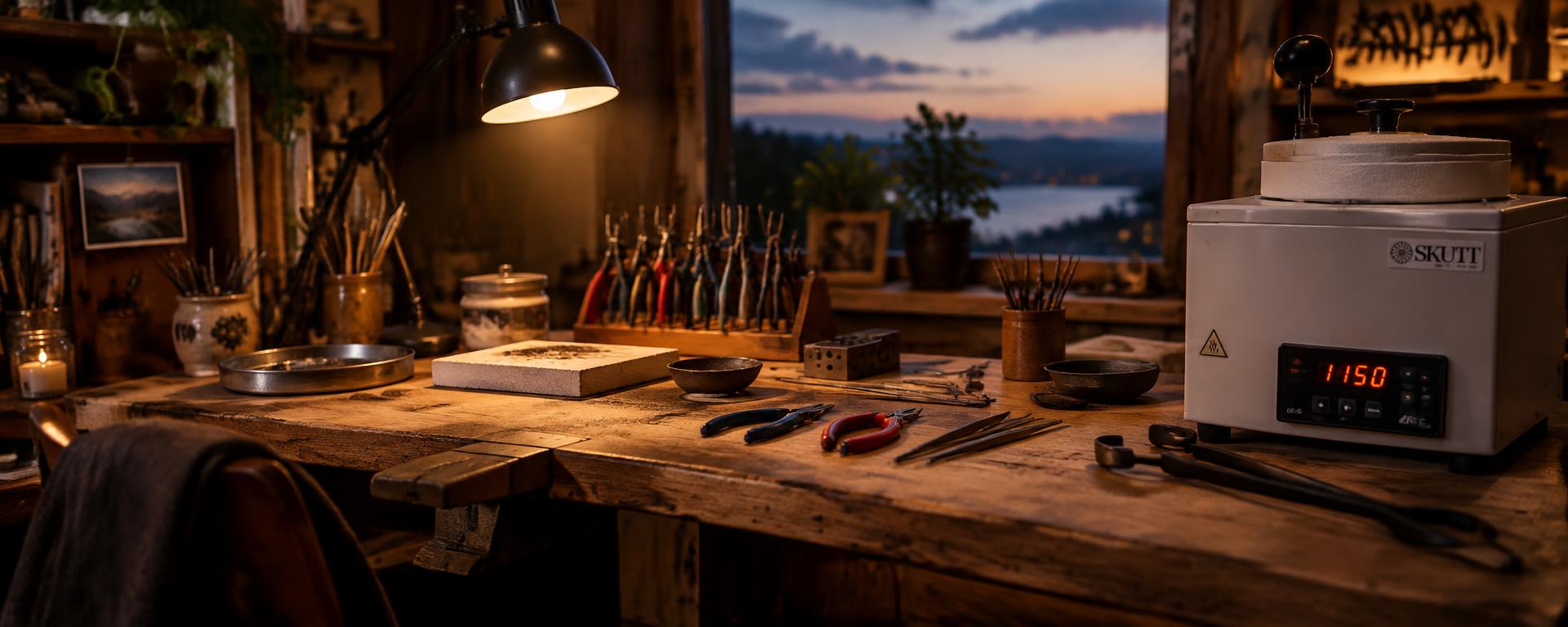 Jewelry workshop bench with furnace